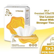 DWY 3-Ply Premium Soft Facial Tissue – 300 Sheets x 5 Packs | Strong, Soft & Absorbent