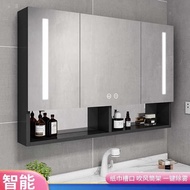 S-6💝V1ZAAlumimum Smart Bathroom Mirror Cabinet Bathroom Defogging with Light Storage Organizer Mirror Wall Mountable She