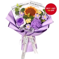Crochet Floral Bouquet, Knitted Purple Sunflower Rose Daisy Bouquet For Mothers Fathers Day Graduati