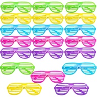 20 Pairs Shutter Shades Glasses Neon Slotted Sunglasses 80s Accessories Eyewear Props