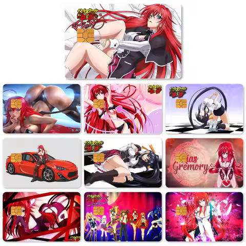 High School DxD Stickers 4pcs PVC Card Skin Stickers For Bank Card Bus Metro Card Case Decorate Gift