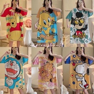 Ready Stock🔥Plus Size Cartoon Pyjamas Women Baju Tidur Wanita Cartoon Sleepwear Nightwear Sleeping dress