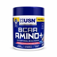 USN BCAA Amino+ 200g Raspberry | 5000mg BCAA + 2000mg L-Glutamine | Stimulant-Free Amino Acid