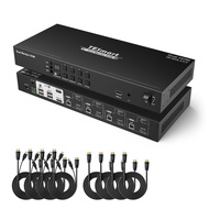 KVM Switch 4 Computers 2 Monitors, 4 Port HDMI KVM Switch Dual Monitor, EDID, UHD 4K@30Hz, Support C