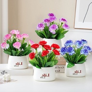 Dopamine Color Carnation Bonsai Artificial Potted Blossom Ornament Home Wedding Decor