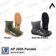 Sepatu Boot Pendek AP 2005 Hijau & Motif Glossy AP Boots Fashion Wanita Karet Anti Slip dan Air Loka