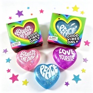 Heart Squishy Fidget Toy Set Good Vibes Only Stress Relief Squishies Slow Rise Glitter Squeeze Toy F