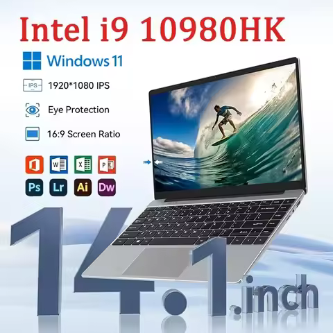 Ultra Slim Laptop 14.1" Intel i9 10980HK 16GB RAM 2TB SSD Gaming PC 1920*1080 Display Office Study C