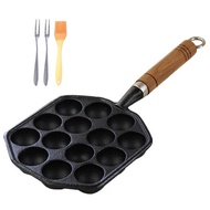 Baking Takoyaki Pan 14 Holes Gift Pancake Silicone Brush With Forks Home Kitchen Professional Induction Cast Iron Gas