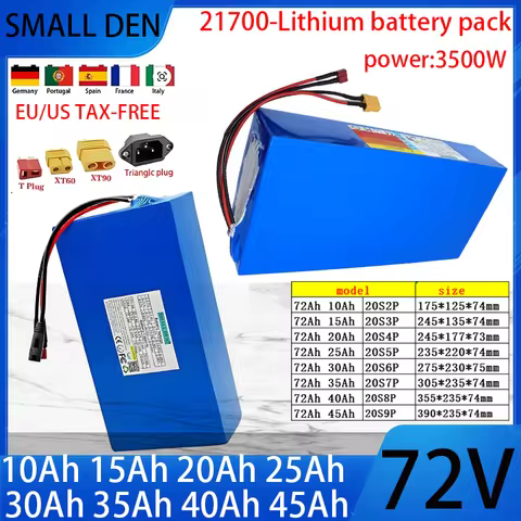 new 21700 72V 10Ah 15Ah 20Ah 25Ah 30Ah 35Ah 40Ah 45Ah 21700 Lithium battery pack 3000W High-power li