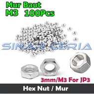 Nut M 3 - Nut BOLT JP M3 3mm Female Thread Hex Metal Nut CONTENTS 100 PCS