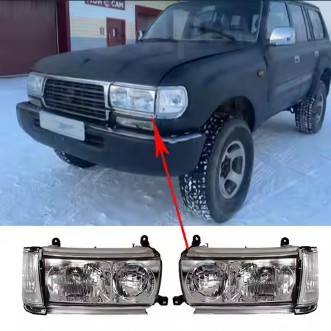 Car Headlight For Toyota Land Cruiser LC80 FJ80 HDJ80 FZJ80 1991 1992 1993 1994 Crystal Lamp A Pair