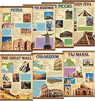 7Pcs Seven Wonders of The World Posters Social Studies Classroom Learning Materials Educational Wall