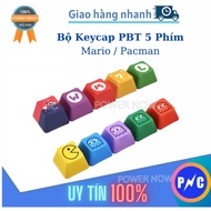 Bộ Keycaps Lẻ (Mũ Phím) PBT Mario Pacman 5 Phím. OEM Profile Cho Bàn Phím Cơ
