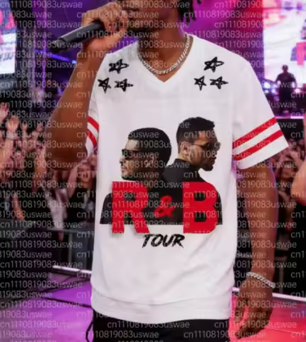 Usher and Chris Brown R&B Tour 2026 Baseball Jersey Raymond Brown Concert for Men Summer 3D Print Ou