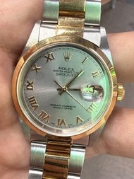 Rolex 勞力士 Datejust 16203 灰色羅馬字 36mm 金鋼光圈 三板帶 淨錶 $49999