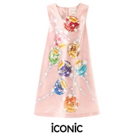 PRE-ORDER 10-14 iCONiC WRIGLEY DRESS #204072-5 เดรส สีชมพู พิมพ์ลาย ลูกอม หลากสี