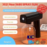 {FAST DELIVERY } S680 Nano Spray Gun Handheld Disinfection  Blue Light Disinfection Sprayer Gun 500ml Wireless