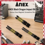 ANEX Black Dragon Impact Bit Set Various Sizes Magnetic Screwdriver Bits