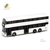 Tiny Micro Shadow P25 B8L Hong Kong Double Decker Bus White DIY 1: 110 Alloy Car Model
