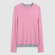 เสื้อยืดคอกลมแขนยาวทรงเข้ารูปสไตล์ฤดูใบไม้ร่วงใหม่จาก Gap เสื้อชั้นในลำลองสำหรับผู้หญิง ผสมโพลีเอสเต