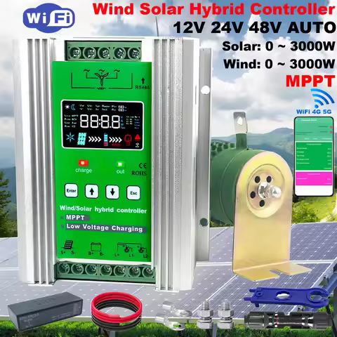 12 24V 48V 3000W 5KW WIFI Hybrid Wind Solar Charge Controller MPPT Wind Generator Solar System Lifep