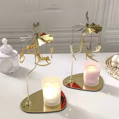 Spinning Candle Holder Carousel Candle Spinner Rotating Candle Holder Candle Stick Holder Tray Spinn
