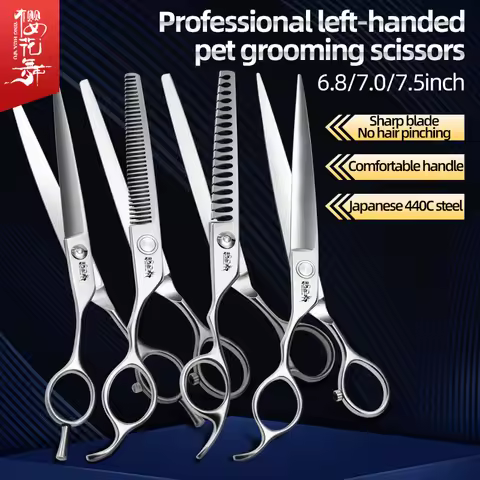 Sakura Dance Pet Grooming Scissors Left-Handed Specialized Bent Shear for Hair Trimming Professional