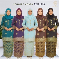 Baju Raya 2025 Viral Kurung Moden Songket Tenun Asli Cotton Bunga Tabur Perempuan Plus Size | Athili
