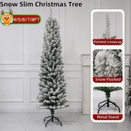 Pointed Snow Slim Christmas tree PVC 4/5/6/7/8FT Metal Stand Fast Assemble Christmas Decorat
