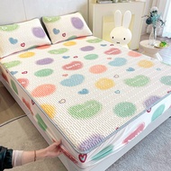 Latex Cooling Mattress Protector Floral Print Washable Bed Cover Foldable Fitted Sheet Breathable Sleeping Mat