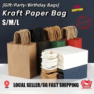 SG STOCK Kraft Paper Bag Brown Paper Bag Gift Bag Birthday Party Bag Goodie Bag Colour Paper Bags with Handles