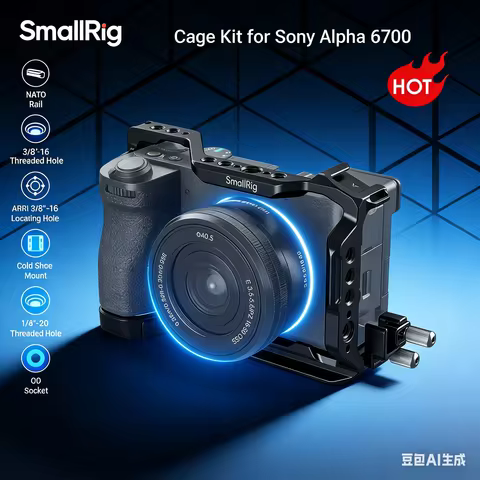 SmallRig A6700 Cage Kit for Sony Alpha 6700 Built-in Quick Release Plate for Arca with Cable Clamp f