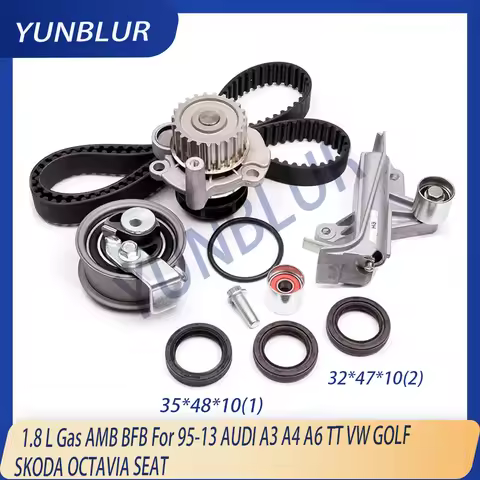 Engine Timing Belt Kit Water Pump Serpentine Belt Fit 1.8 L Gas AMB BFB For 95-13 AUDI A3 A4 A6 TT V