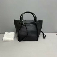 Celine賽琳big bag系列黑色牛皮荔枝紋包 肩背包 斜背包