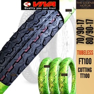 VIVA Tyre 17 FT100 Tubeless 70/90-17 80/90-17 Cutting TT100 Tayer Tayar Tire Tires Tiubless 70/90 80
