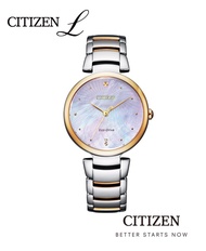 CITIZEN L นาฬิกาข้อมือผู้หญิง Eco-Drive EM0854-89Y Mother Of Pearl Lady Watch ( พลังงานแสง )