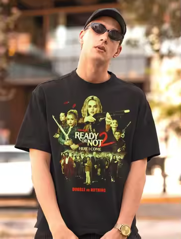 Unisex Ready or Not 2 Movie Shirt Horror Movie Tshirt Summer Men's and Women's Loose and Breathable 