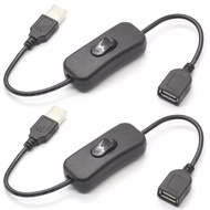 1 Pack(2PCS) 0.3M/1Feet USB Extension Cord with On/Off Power Switch,Male to Female USB Cable with On