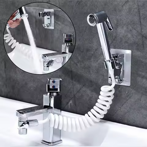 ABS Bathroom Faucet Sprayer tap wc hose bidet Sprinkler+Base+Hose+Valve Shower Head Holder Set fauce