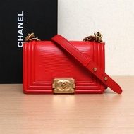 CHANEL Leboy小號20.5蜥蜴皮羊皮/蜥蜴皮24開金扣肩背包