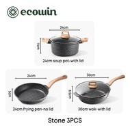 Ecowin Cookware 3/4pcs Cookware Set  Non stick Pan Set Deep Frypan Wok + Frying Pan + Soup pot+Sauce