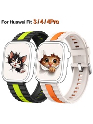 Dây đeo thể thao thiết kế hai màu tháo lắp nhanh, vòng đeo tay tương thích với Watch Fit 3 4 Wave De