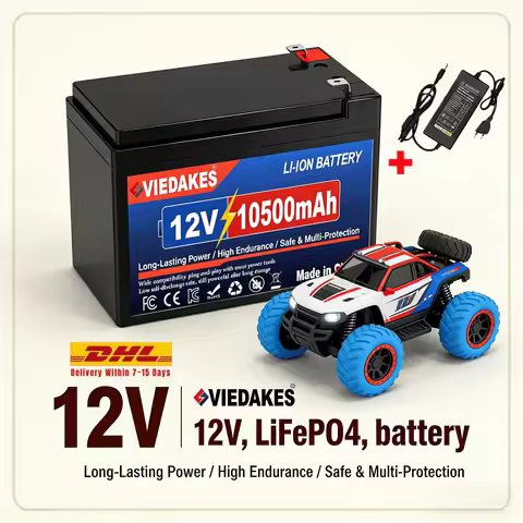 VIEDAKES 12V LiFePO4 Battery 3S7P 10.5Ah 100% Real Capacity 리튬인산철 with Charger for Fish Finder Outdo