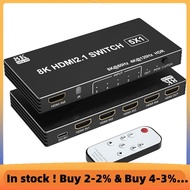 5 in 1 Out -Compatible 2.1 Switch Splitter Switcher 8K@60Hz 4K@120Hz with Remote for /4/3