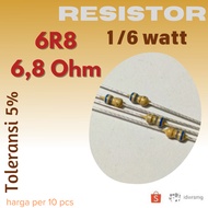 R Resistor 6R8 6.8R Ohm 1/6w 6.8 ohm 6r8ohm 1/6 watt 5%
