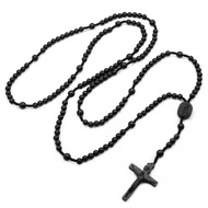Catholic 15-End Rosary-Rose Rosary-Ebony Rope Braided-8mm Beads