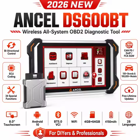ANCEL DS600BT Bluetooth OBD2 Scanner Automotive Scanner Diagnostic Tool ECU Coding 34 Special Functi