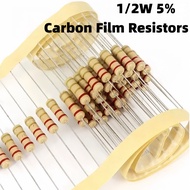 50PCS 1/2W 5% Resistance 1m 47k 4k7 100k 4.7k 22k 220 100k ohm 5% 2k 10m 1.5k 1k 10k 100 Carbon Film