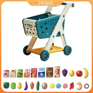 Jmieot Girls Shopping Cart Shopping Cart Toy Mini Shopping Trolley Toy Set with 25 Fruit and Vegetab